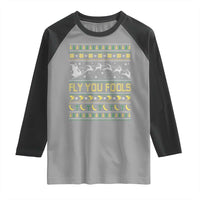Funny Fly You Fools Christmas Raglan Shirt Fantasy Movie Xmas Wizard Santa - Wonder Print Shop