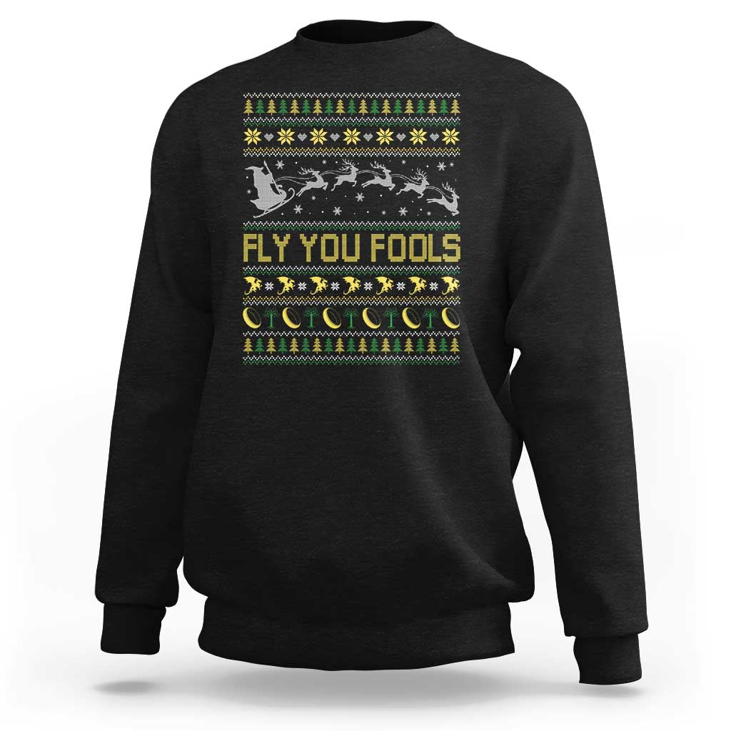 Funny Fly You Fools Christmas Sweatshirt Fantasy Movie Xmas Wizard Santa - Wonder Print Shop