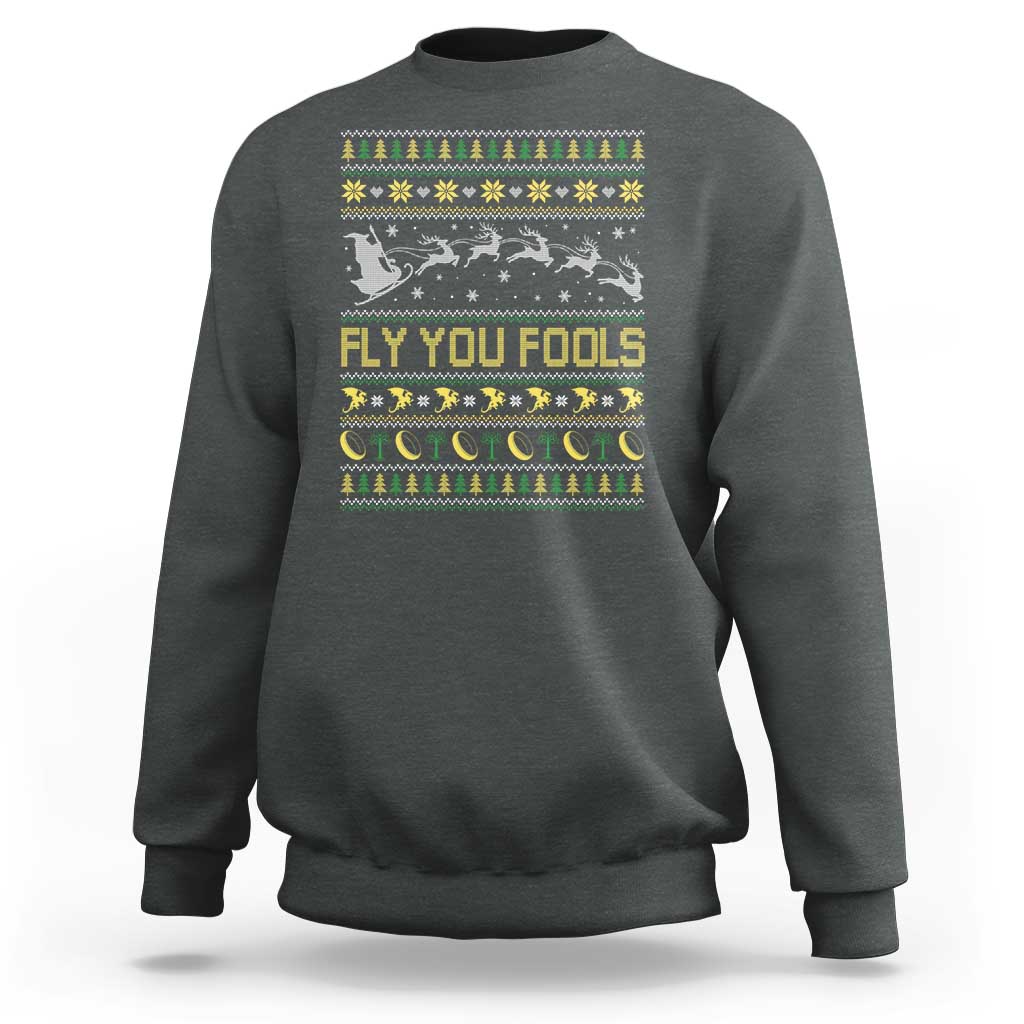 Funny Fly You Fools Christmas Sweatshirt Fantasy Movie Xmas Wizard Santa - Wonder Print Shop