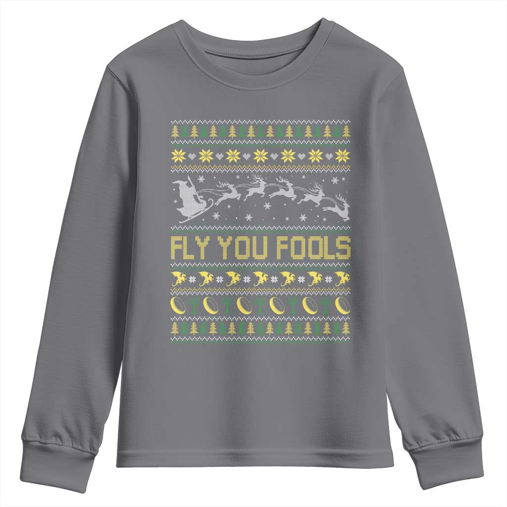 Funny Fly You Fools Christmas Youth Sweatshirt Fantasy Movie Xmas Wizard Santa - Wonder Print Shop