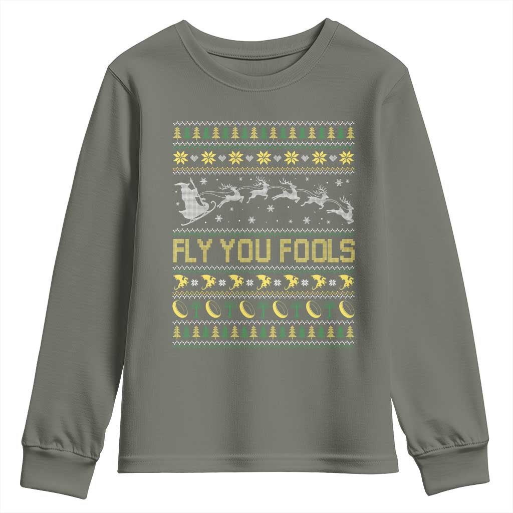 Funny Fly You Fools Christmas Youth Sweatshirt Fantasy Movie Xmas Wizard Santa - Wonder Print Shop
