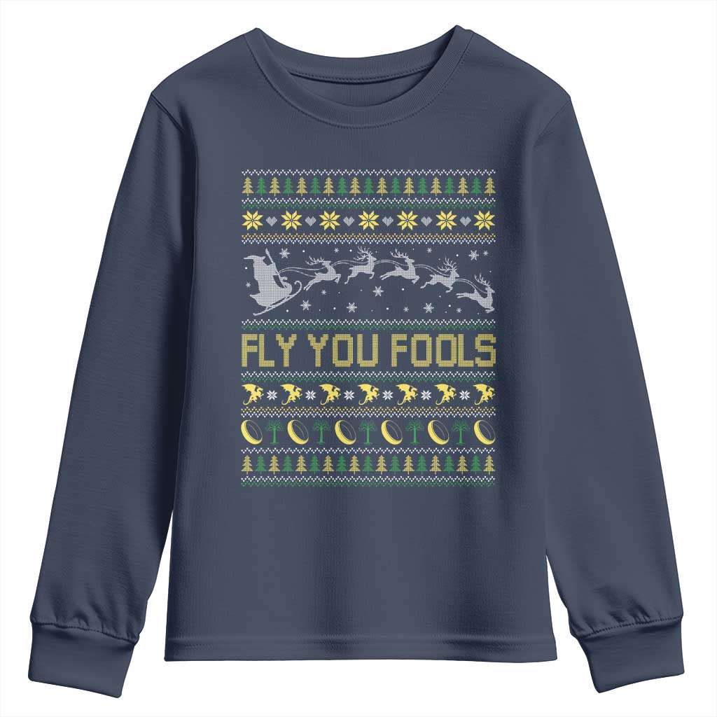Funny Fly You Fools Christmas Youth Sweatshirt Fantasy Movie Xmas Wizard Santa - Wonder Print Shop