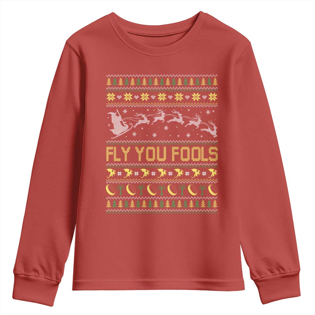 Funny Fly You Fools Christmas Youth Sweatshirt Fantasy Movie Xmas Wizard Santa - Wonder Print Shop