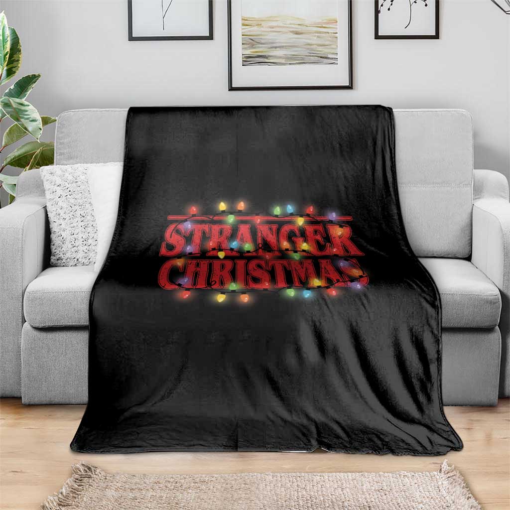 Stranger Christmas Throw Blanket Funny Xmas Alphabet Neon Lights Movie - Wonder Print Shop