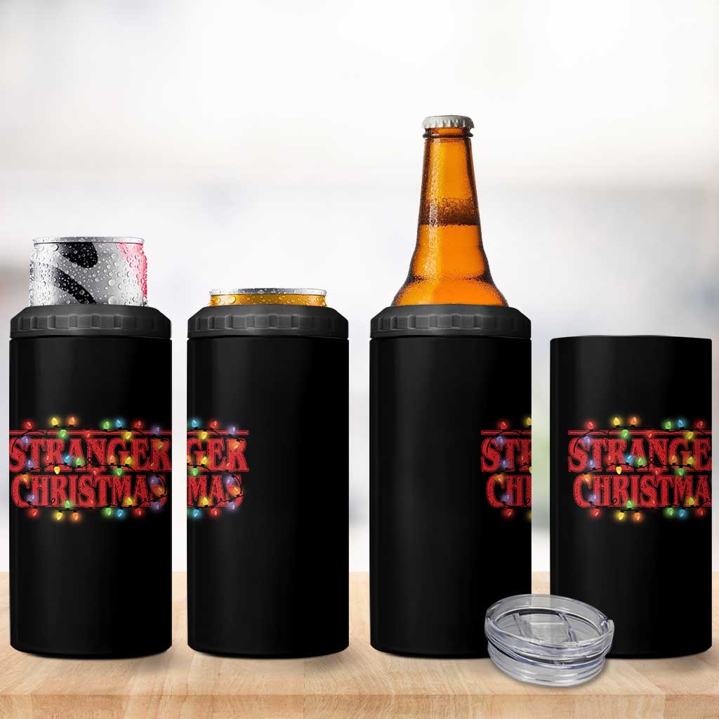Stranger Christmas 4 in 1 Can Cooler Tumbler Funny Xmas Alphabet Neon Lights Movie - Wonder Print Shop