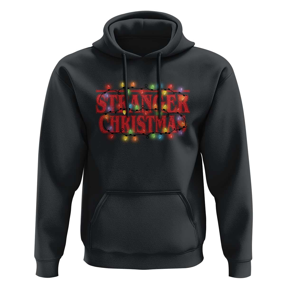 Stranger Christmas Hoodie Funny Xmas Alphabet Neon Lights Movie - Wonder Print Shop