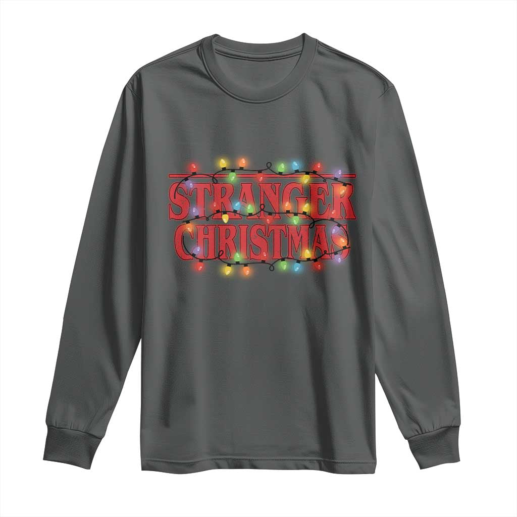 Stranger Christmas Long Sleeve Shirt Funny Xmas Alphabet Neon Lights Movie - Wonder Print Shop