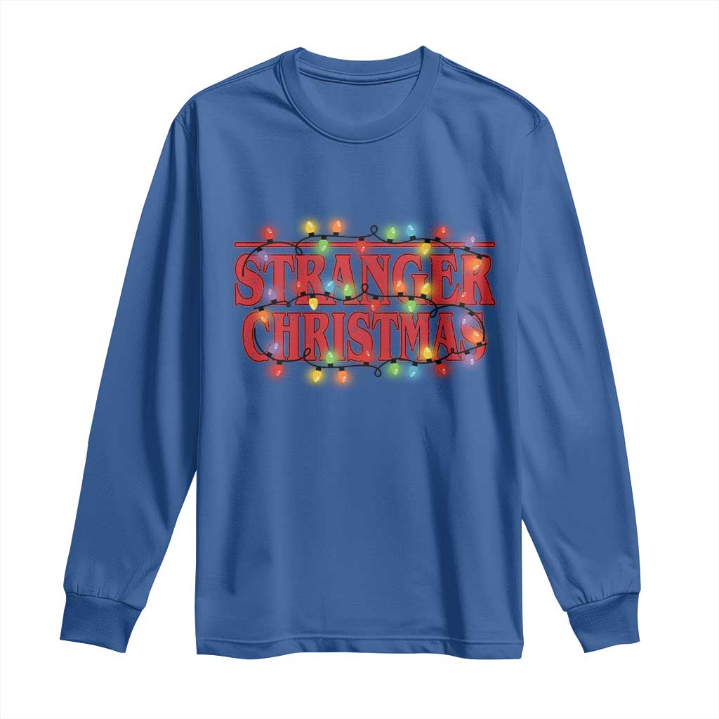 Stranger Christmas Long Sleeve Shirt Funny Xmas Alphabet Neon Lights Movie - Wonder Print Shop