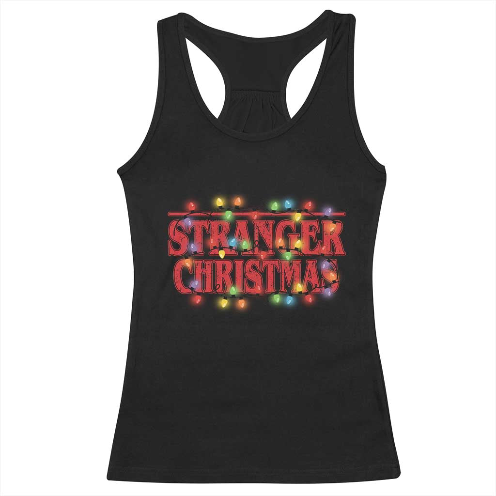 Stranger Christmas Racerback Tank Top Funny Xmas Alphabet Neon Lights Movie - Wonder Print Shop