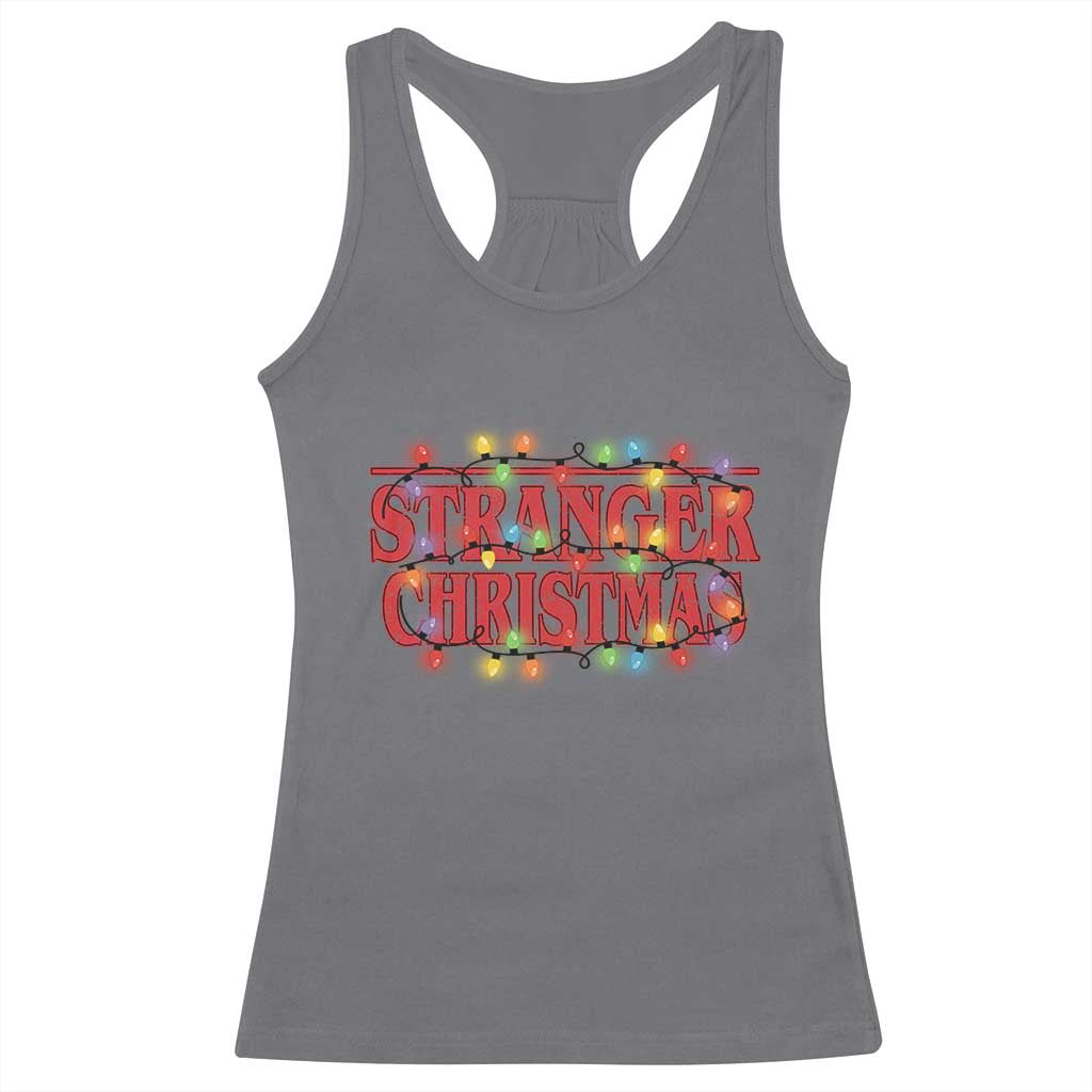 Stranger Christmas Racerback Tank Top Funny Xmas Alphabet Neon Lights Movie - Wonder Print Shop