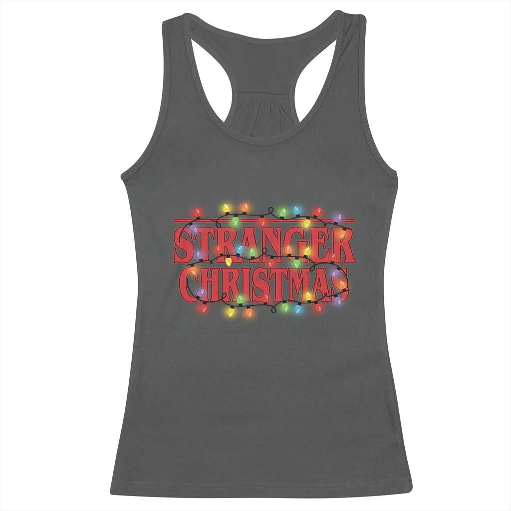Stranger Christmas Racerback Tank Top Funny Xmas Alphabet Neon Lights Movie - Wonder Print Shop