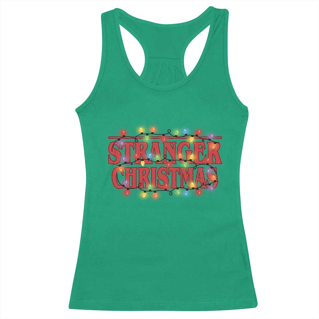 Stranger Christmas Racerback Tank Top Funny Xmas Alphabet Neon Lights Movie - Wonder Print Shop