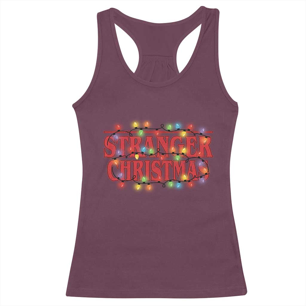 Stranger Christmas Racerback Tank Top Funny Xmas Alphabet Neon Lights Movie - Wonder Print Shop