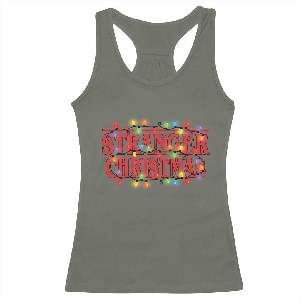 Stranger Christmas Racerback Tank Top Funny Xmas Alphabet Neon Lights Movie - Wonder Print Shop