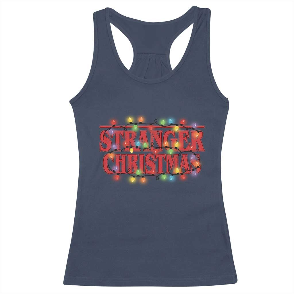 Stranger Christmas Racerback Tank Top Funny Xmas Alphabet Neon Lights Movie - Wonder Print Shop