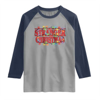 Stranger Christmas Raglan Shirt Funny Xmas Alphabet Neon Lights Movie - Wonder Print Shop
