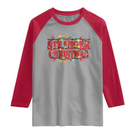 Stranger Christmas Raglan Shirt Funny Xmas Alphabet Neon Lights Movie - Wonder Print Shop