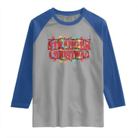 Stranger Christmas Raglan Shirt Funny Xmas Alphabet Neon Lights Movie - Wonder Print Shop