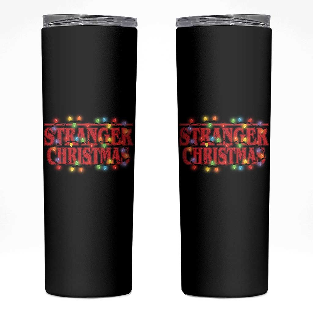 Stranger Christmas Skinny Tumbler Funny Xmas Alphabet Neon Lights Movie - Wonder Print Shop