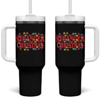 Stranger Christmas Tumbler With Handle Funny Xmas Alphabet Neon Lights Movie - Wonder Print Shop