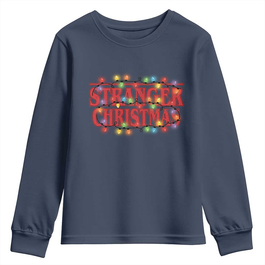 Stranger Christmas Youth Sweatshirt Funny Xmas Alphabet Neon Lights Movie - Wonder Print Shop