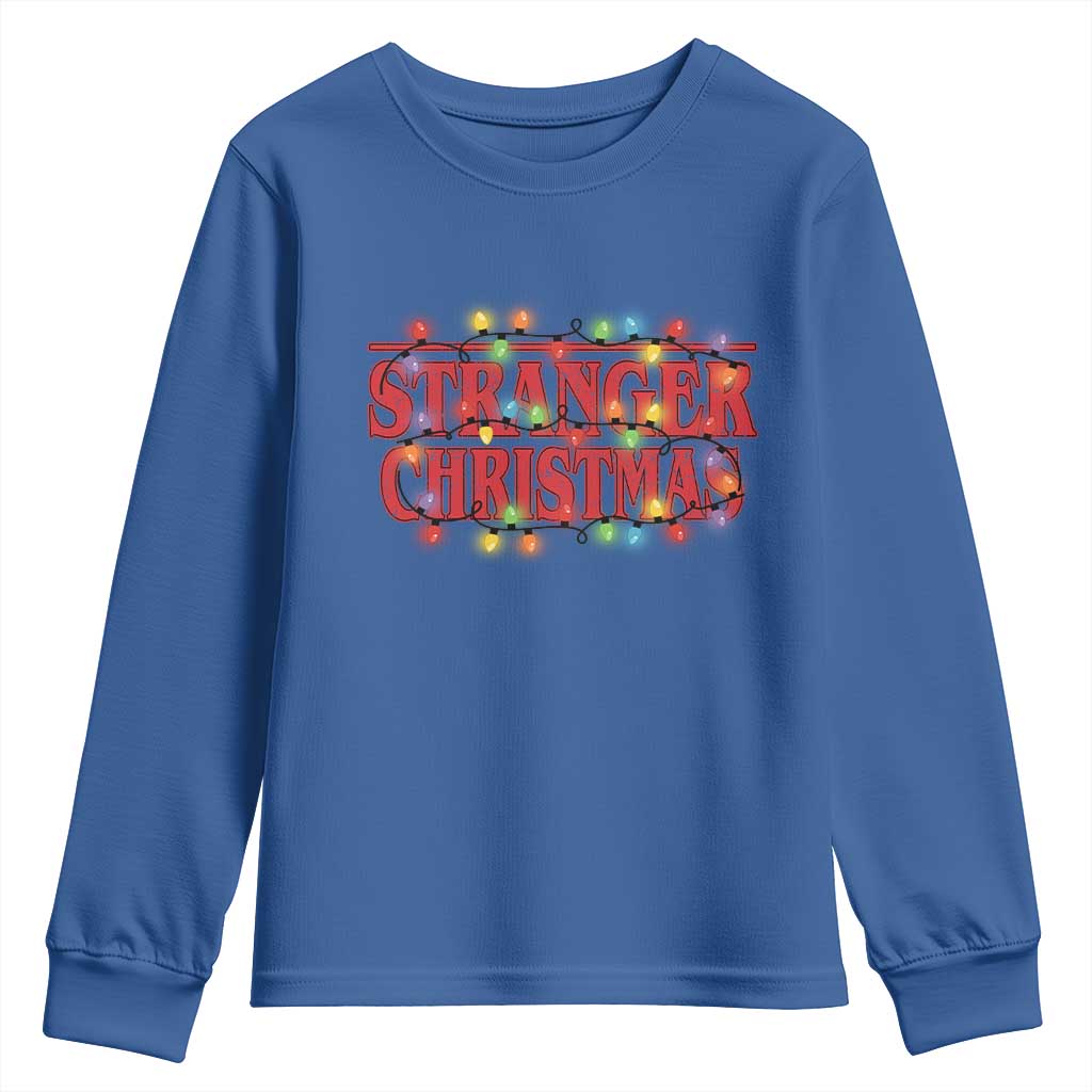 Stranger Christmas Youth Sweatshirt Funny Xmas Alphabet Neon Lights Movie - Wonder Print Shop