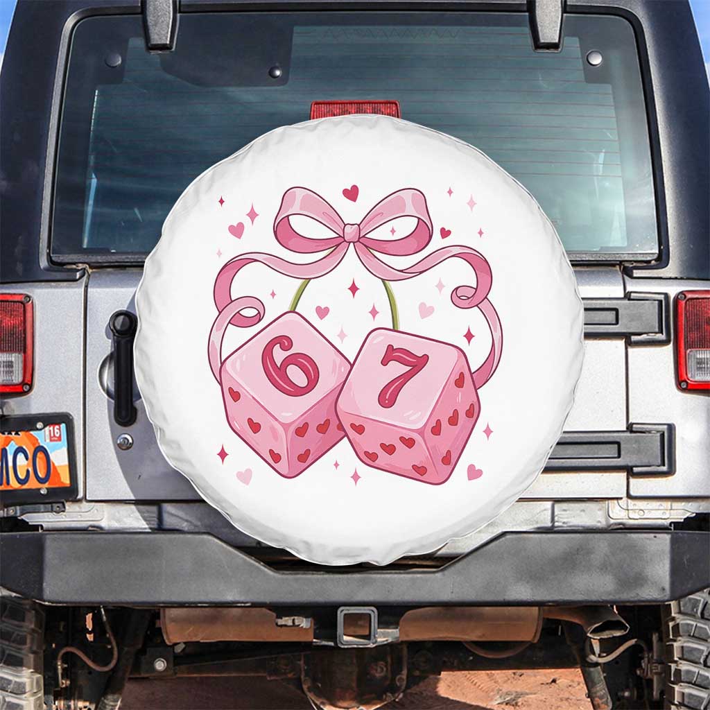 Funny 67 Dice Valentines Day Six Seven Meme Coquette Spare Tire Cover