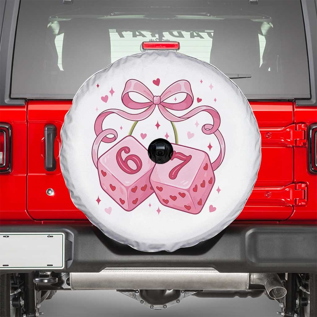 Funny 67 Dice Valentines Day Six Seven Meme Coquette Spare Tire Cover