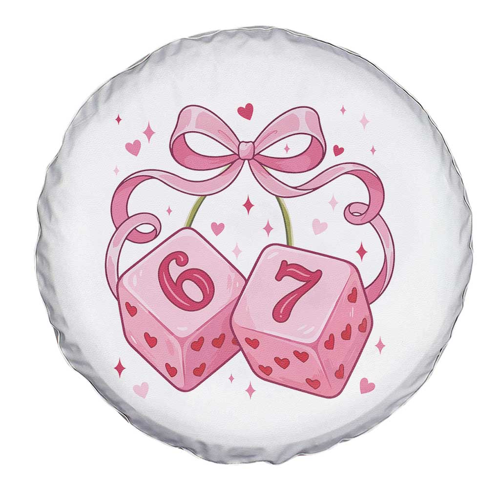 Funny 67 Dice Valentines Day Six Seven Meme Coquette Spare Tire Cover