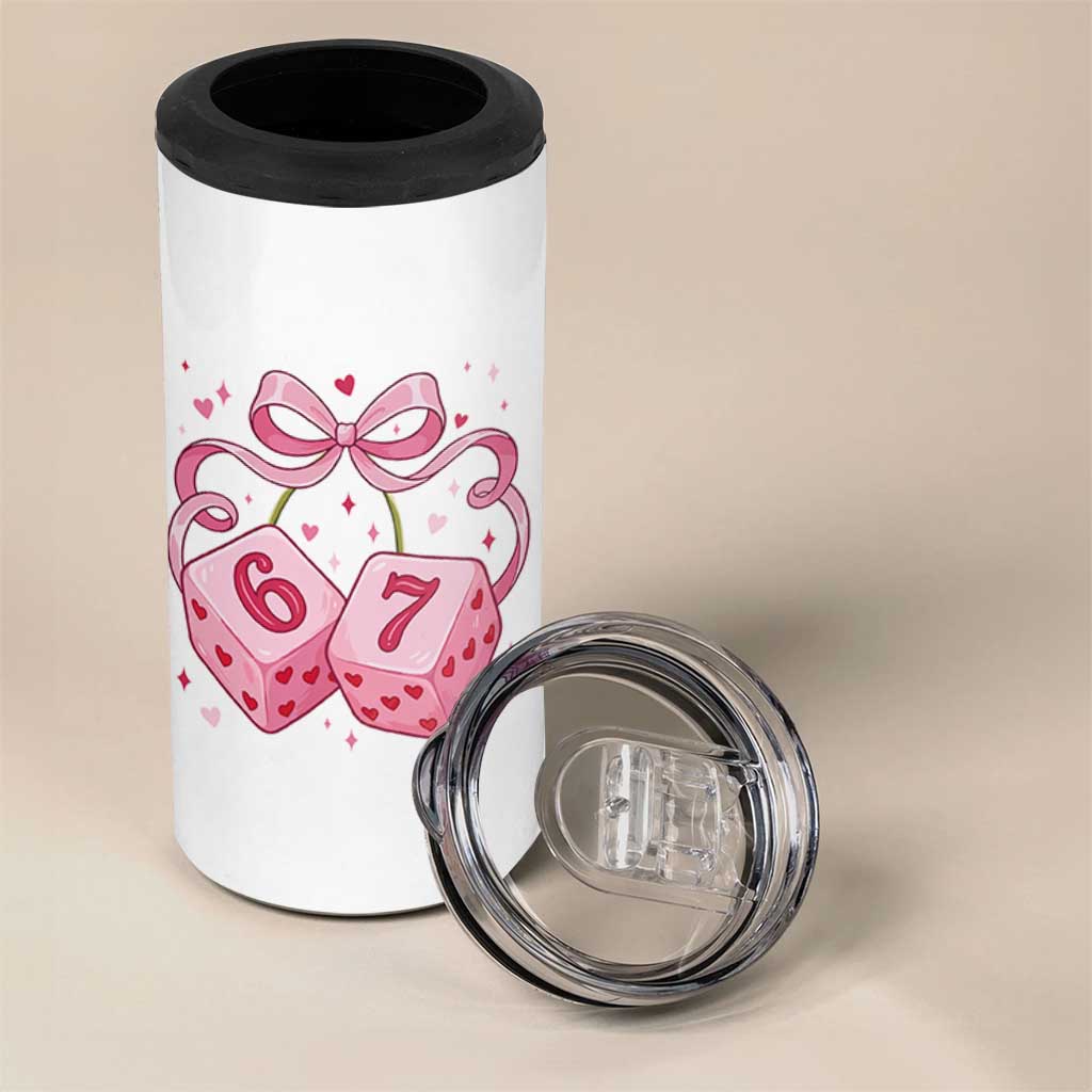 Funny 67 Dice Valentines Day Six Seven Meme Coquette 4 in 1 Can Cooler Tumbler