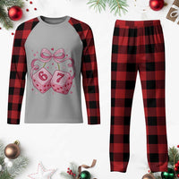 Funny 67 Dice Valentines Day Six Seven Meme Coquette Plaid Pajama Set