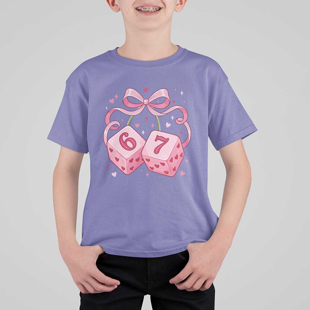 Funny 67 Dice Valentines Day Six Seven Meme Coquette T Shirt For Kid