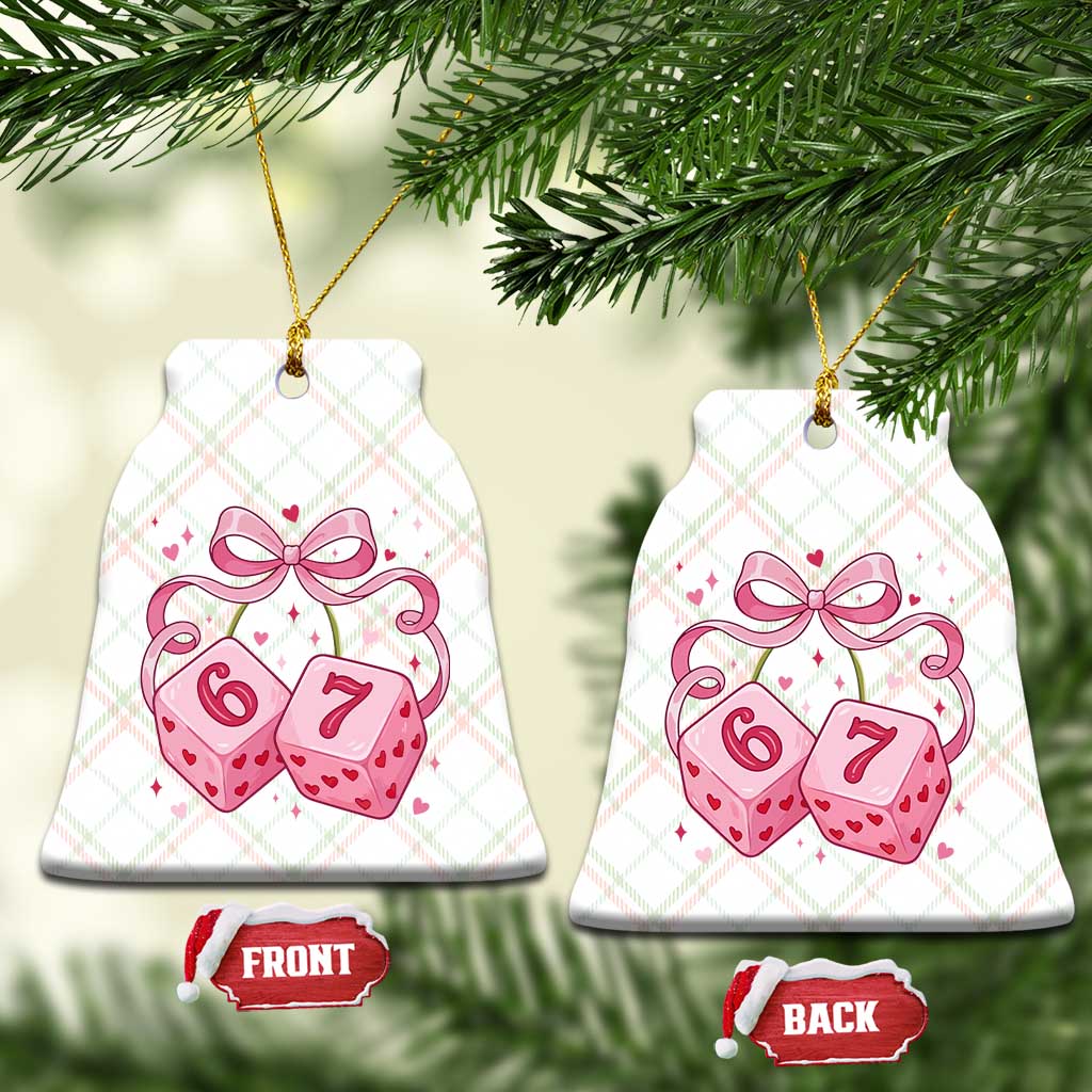 Funny 67 Dice Valentines Day Six Seven Meme Coquette Ceramic Ornament