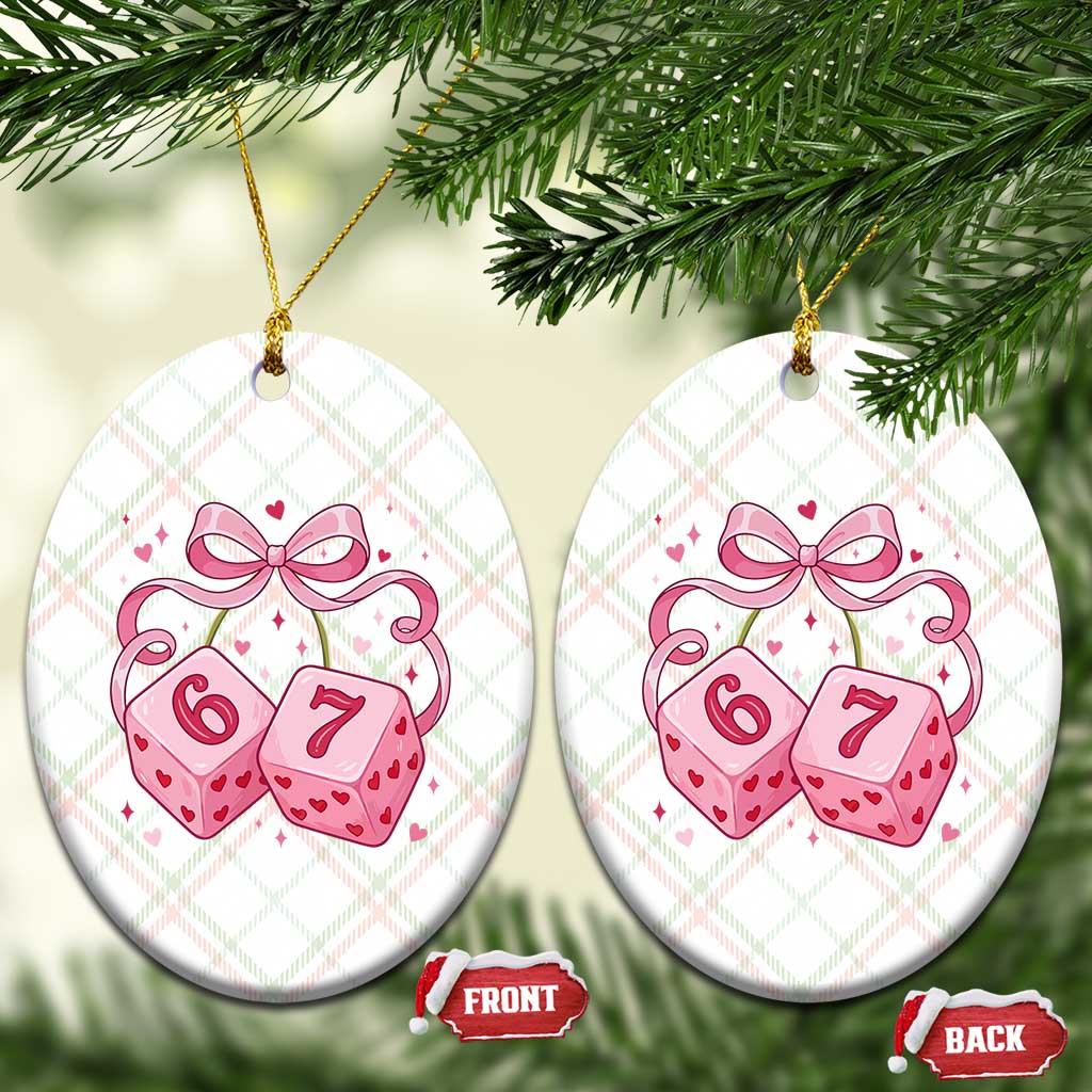 Funny 67 Dice Valentines Day Six Seven Meme Coquette Ceramic Ornament