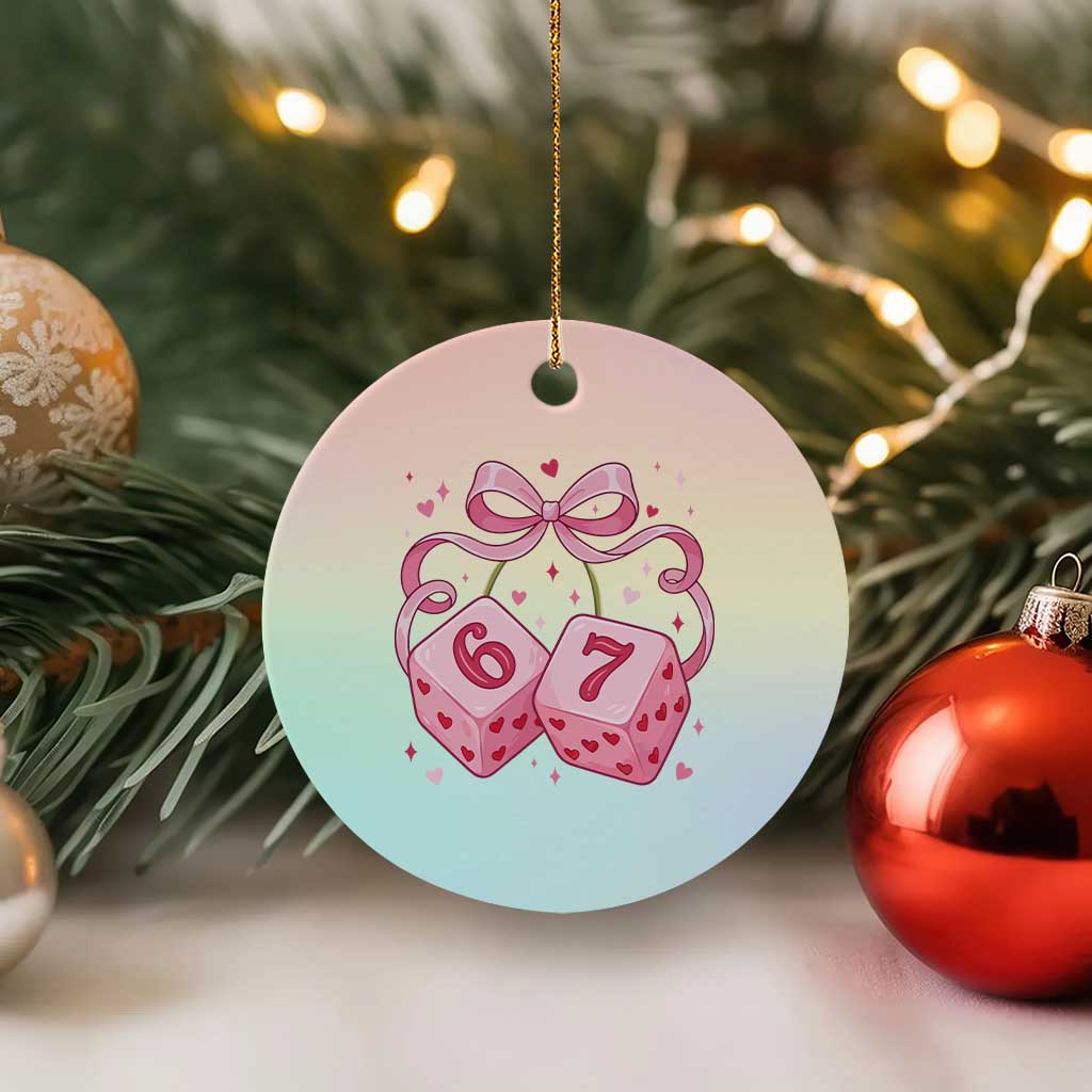 Funny 67 Dice Valentines Day Six Seven Meme Coquette Ceramic Ornament