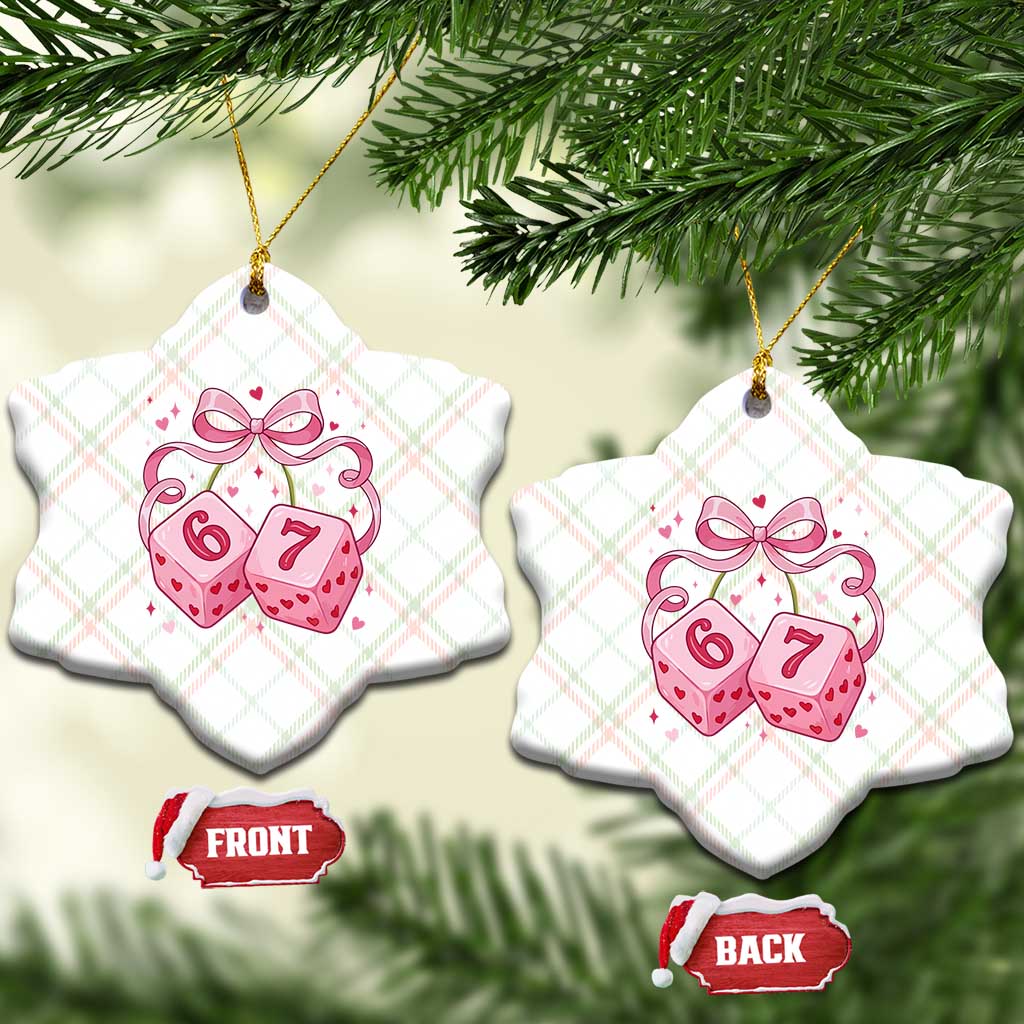 Funny 67 Dice Valentines Day Six Seven Meme Coquette Ceramic Ornament