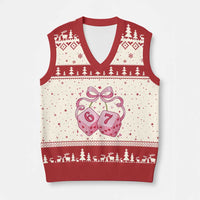 Funny 67 Dice Valentines Day Six Seven Meme Coquette V-Neck Knit Sweater Vest