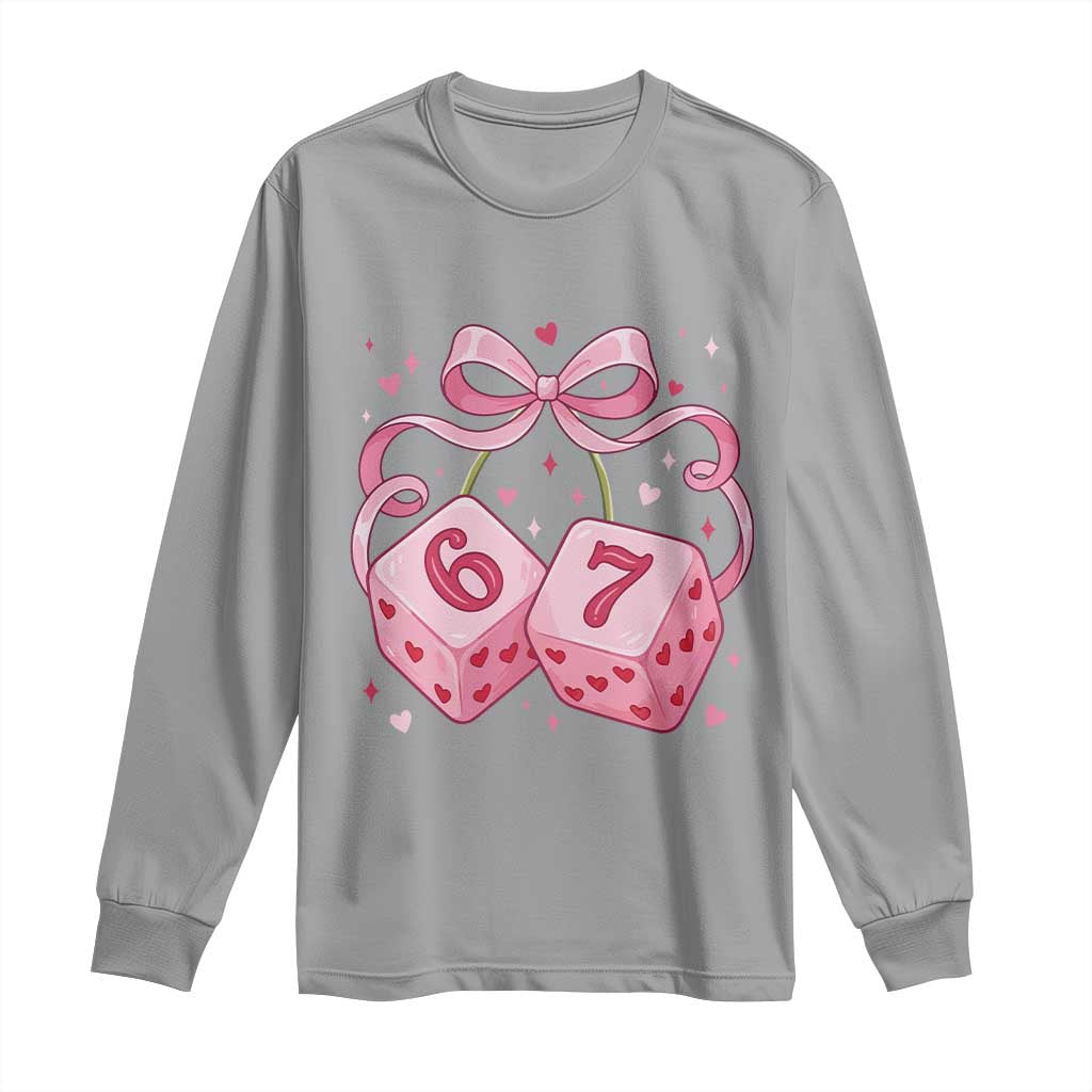 Funny 67 Dice Valentines Day Six Seven Meme Coquette Long Sleeve Shirt