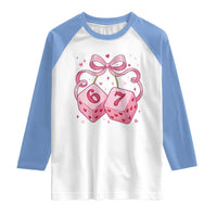 Funny 67 Dice Valentines Day Six Seven Meme Coquette Raglan Shirt