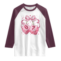 Funny 67 Dice Valentines Day Six Seven Meme Coquette Raglan Shirt