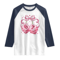 Funny 67 Dice Valentines Day Six Seven Meme Coquette Raglan Shirt