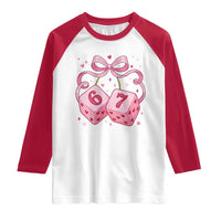 Funny 67 Dice Valentines Day Six Seven Meme Coquette Raglan Shirt