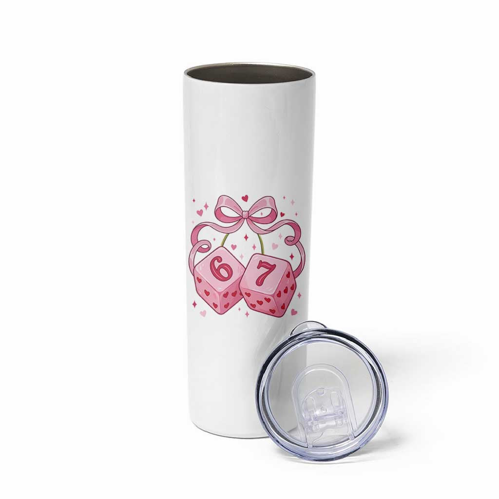 Funny 67 Dice Valentines Day Six Seven Meme Coquette Skinny Tumbler