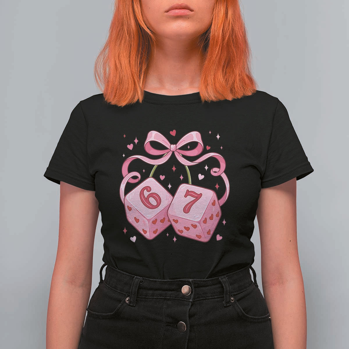 Funny 67 Dice Valentines Day Six Seven Meme Coquette T Shirt For Women