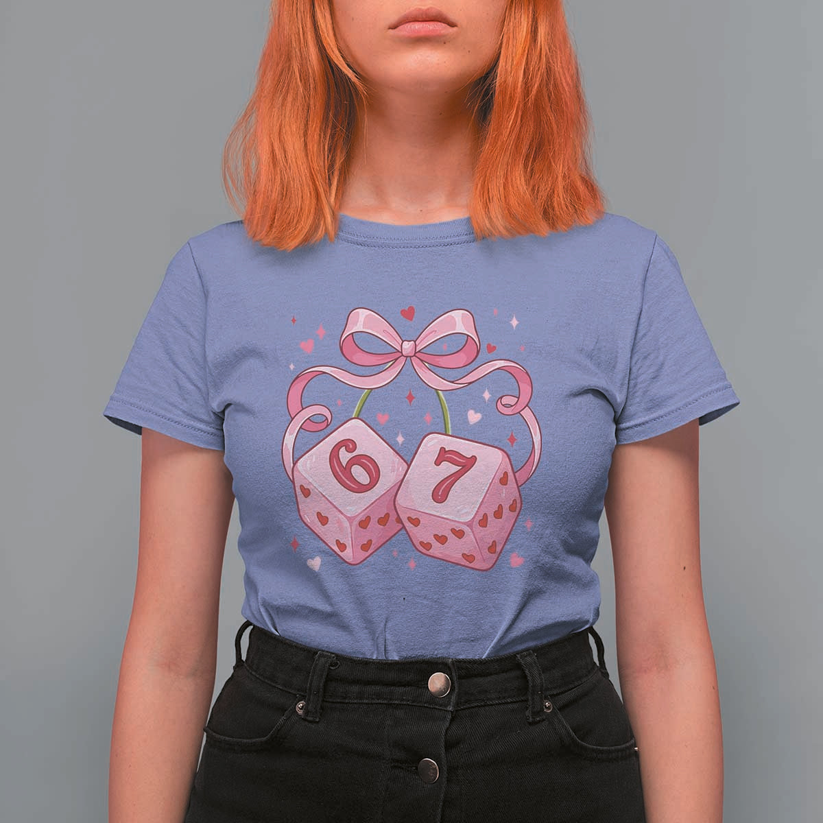 Funny 67 Dice Valentines Day Six Seven Meme Coquette T Shirt For Women