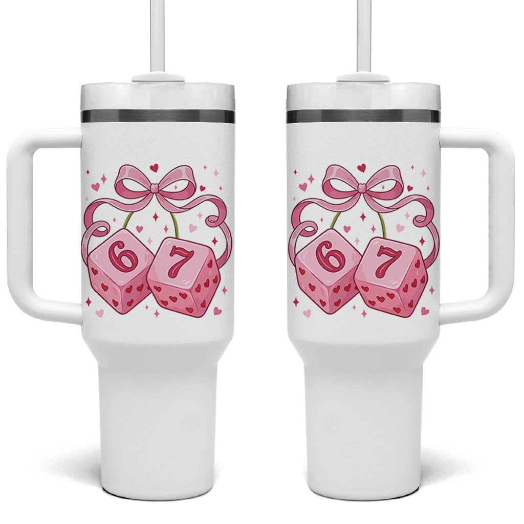 Funny 67 Dice Valentines Day Six Seven Meme Coquette Tumbler With Handle