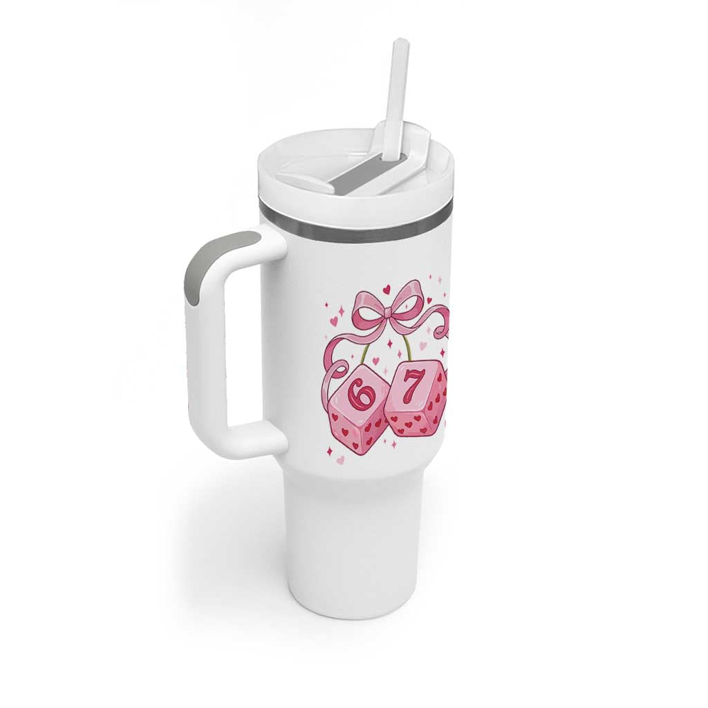 Funny 67 Dice Valentines Day Six Seven Meme Coquette Tumbler With Handle