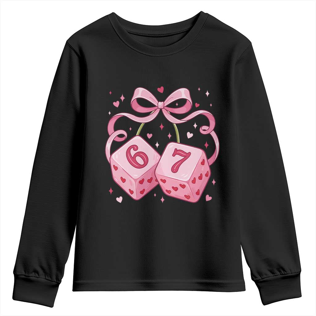 Funny 67 Dice Valentines Day Six Seven Meme Coquette Youth Sweatshirt