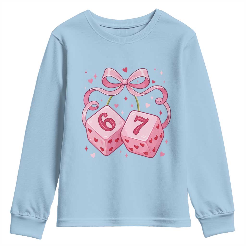 Funny 67 Dice Valentines Day Six Seven Meme Coquette Youth Sweatshirt