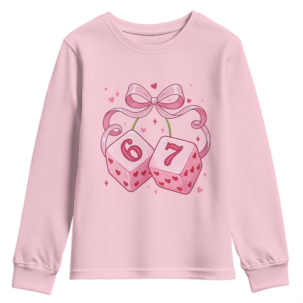 Funny 67 Dice Valentines Day Six Seven Meme Coquette Youth Sweatshirt